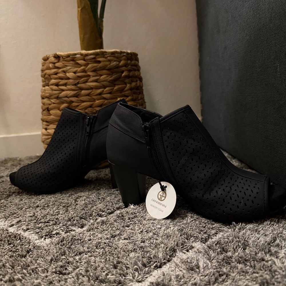 Giani Bernini Black Peep-Toe Ankle Booties